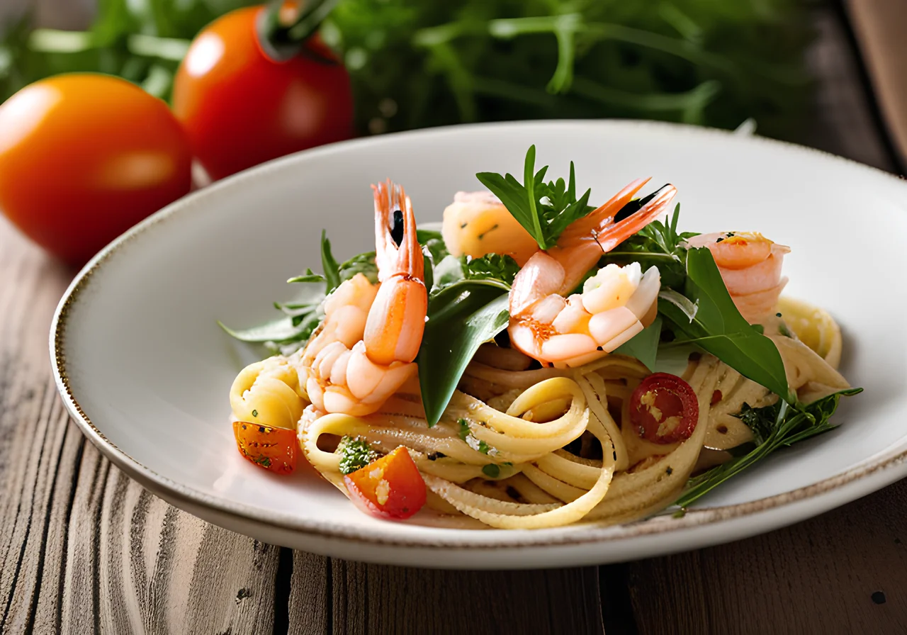 Shrimp and Arugula Pasta
