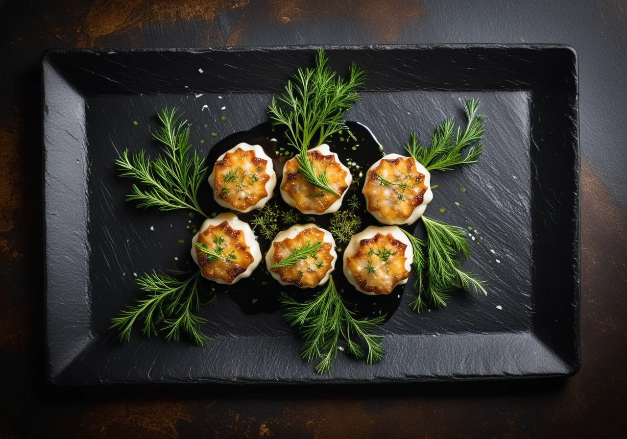 Schollenfilets with Crab and Herb Sauce
