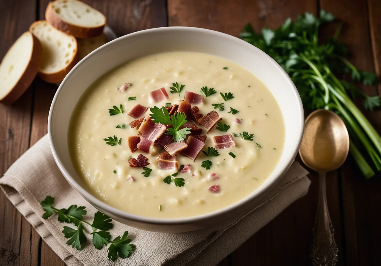 Potato Leek Soup with Pancetta
