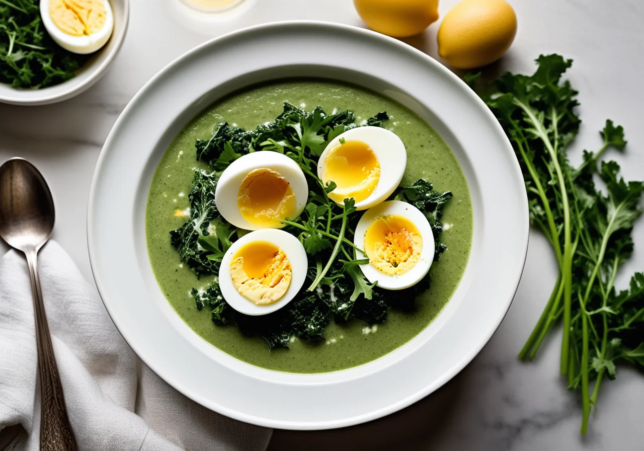 Raw Kale Soup with Egg