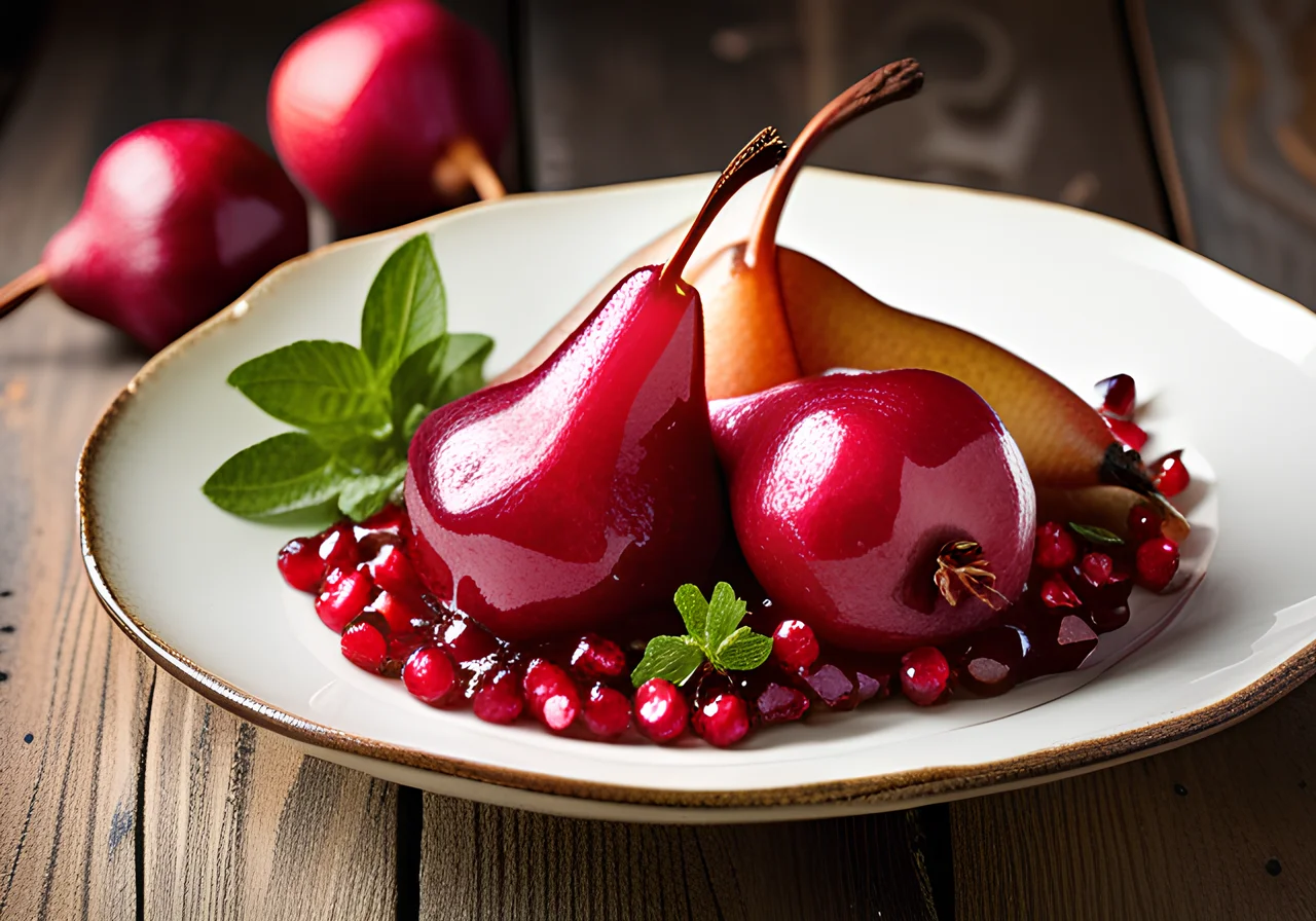 Pan‑fried Vanilla Pears with Pomegranate