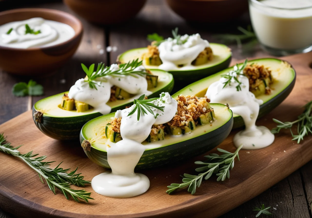 Stuffed Zucchini with Wheat and Feta