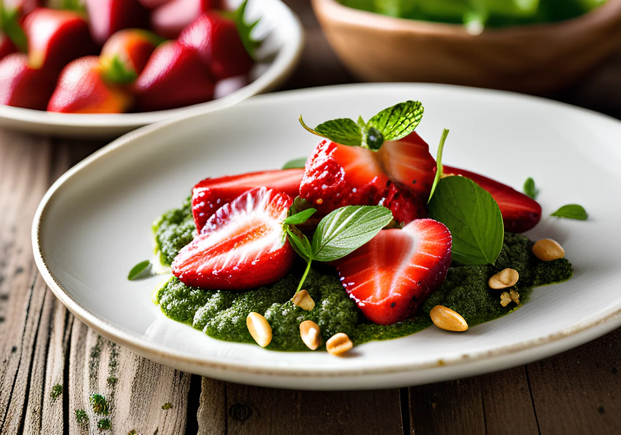 Strawberries with Mint Pesto