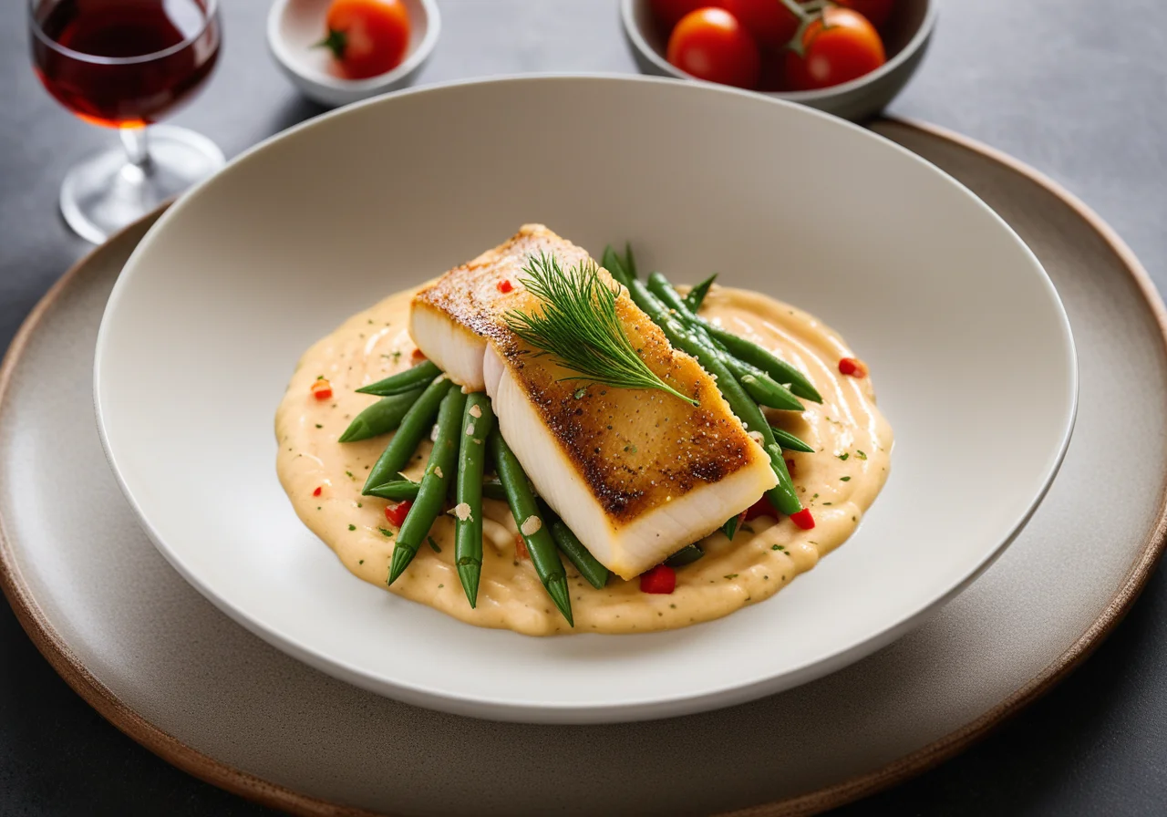 Sea Bass with Spelt Tomato Sauce