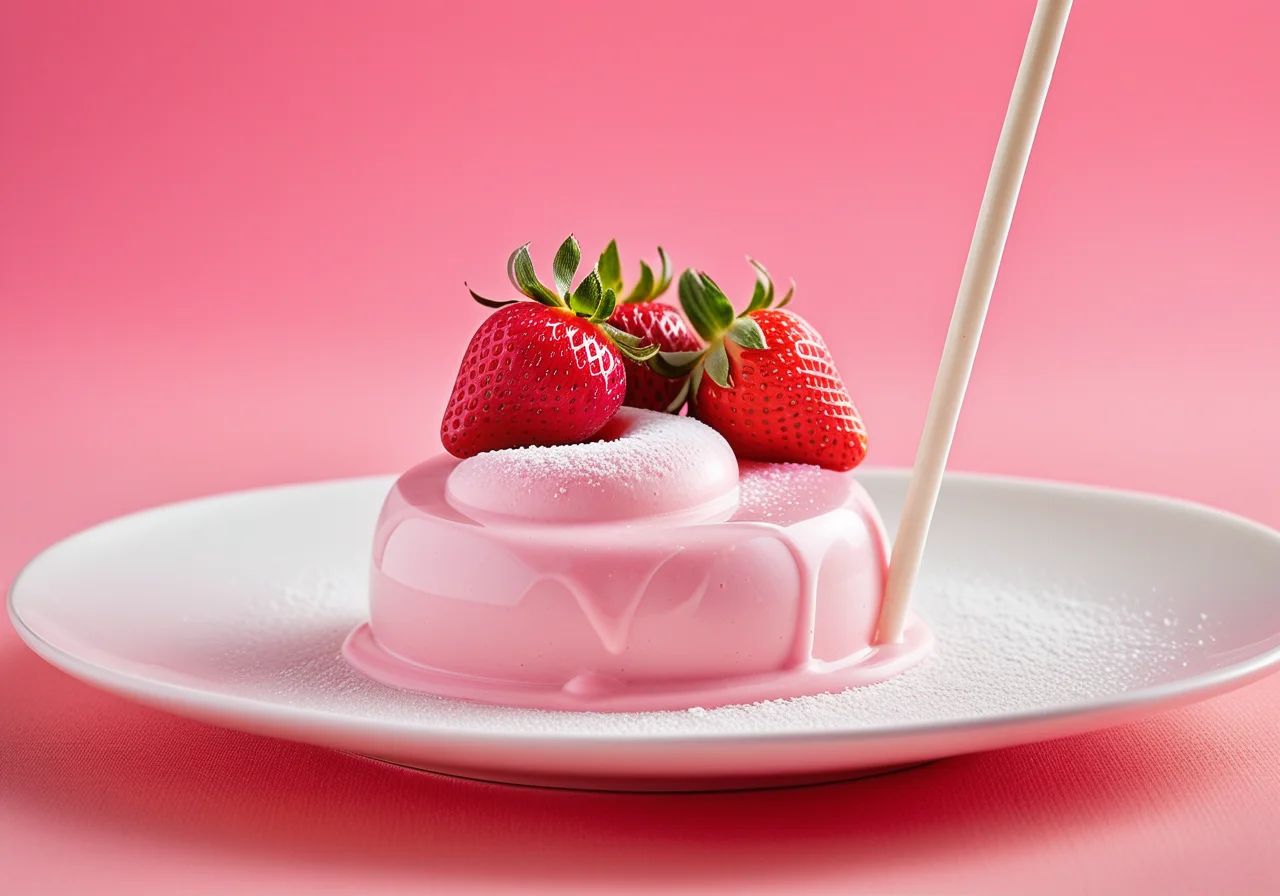 Yogurt Strawberry Ice Lollipop
