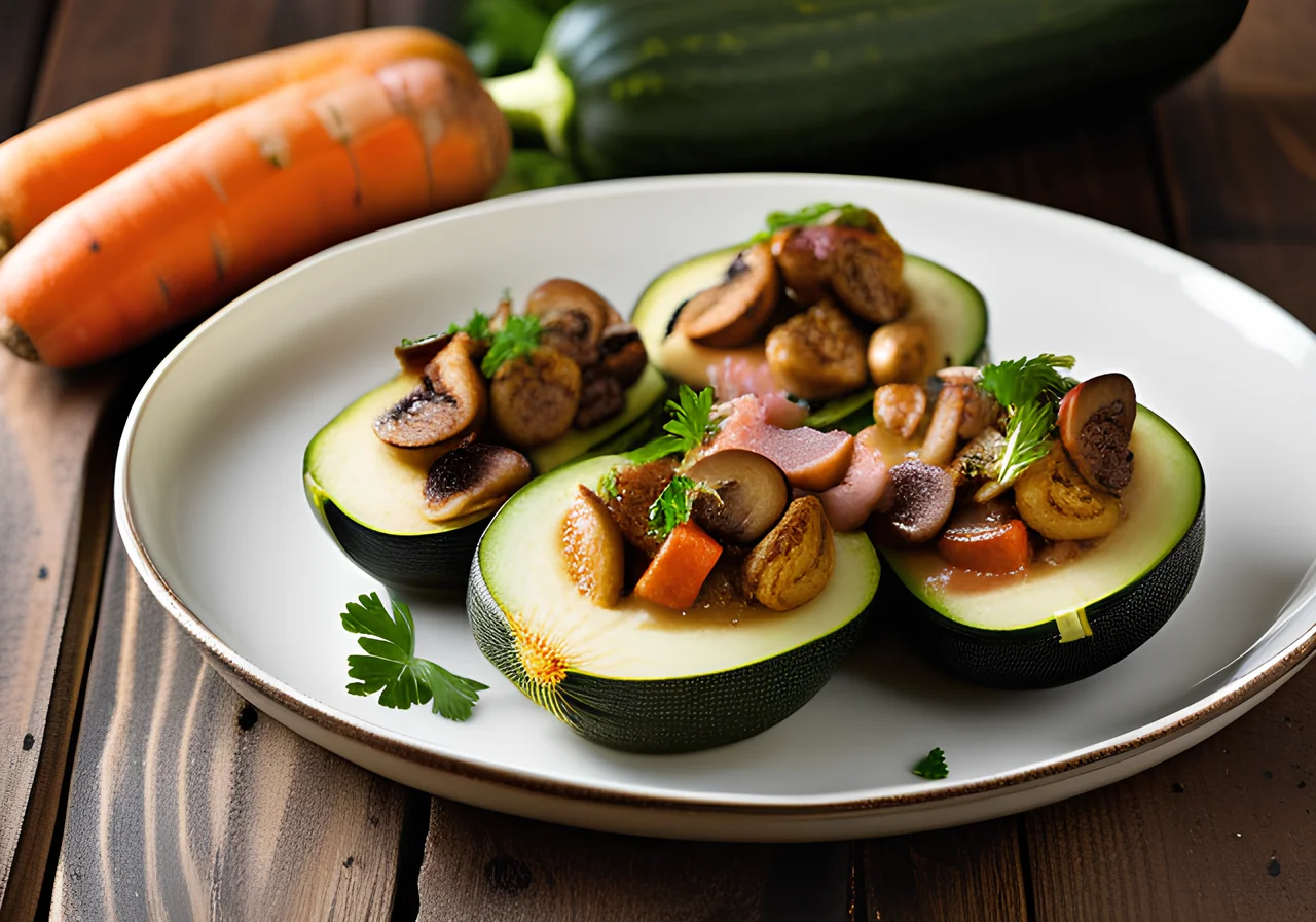 Stuffed Zucchini with Mushrooms