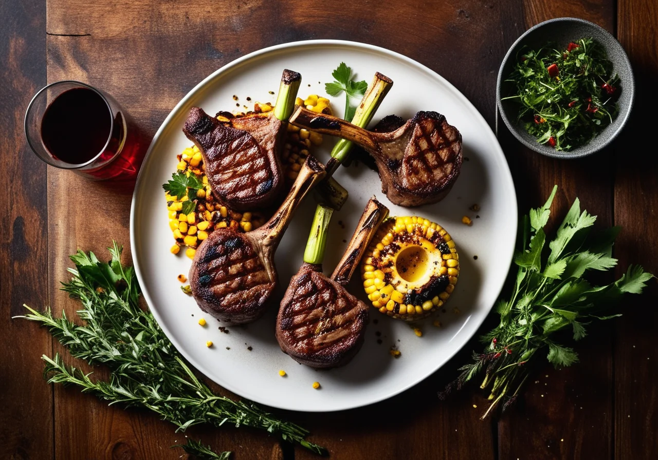 Grilled Lamb Chops and Corn on the Cob