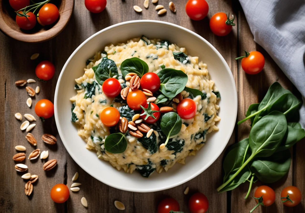 Spinach, Gorgonzola and Pine Nut Risotto