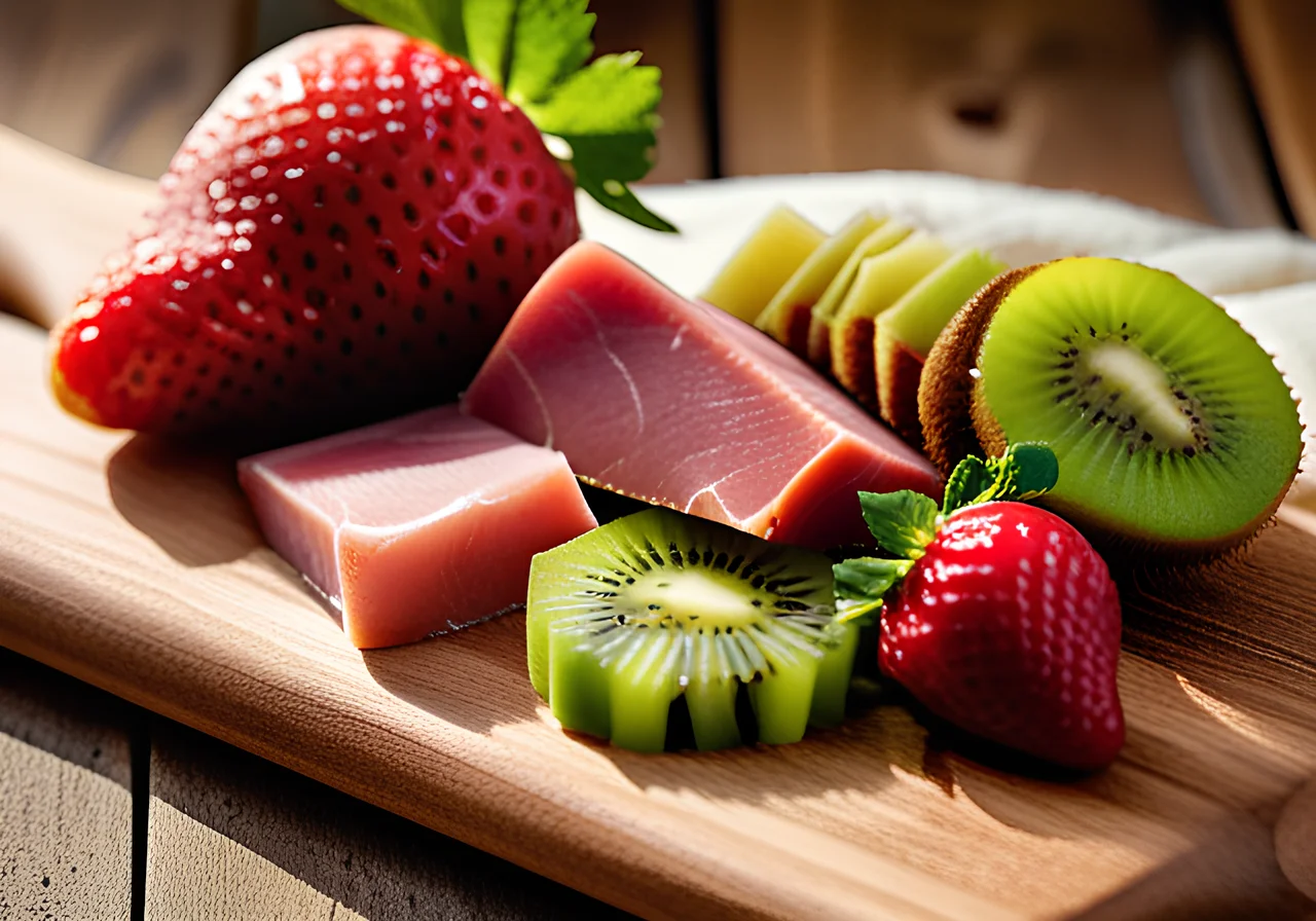 Ham and Fruit Skewers with Cheese