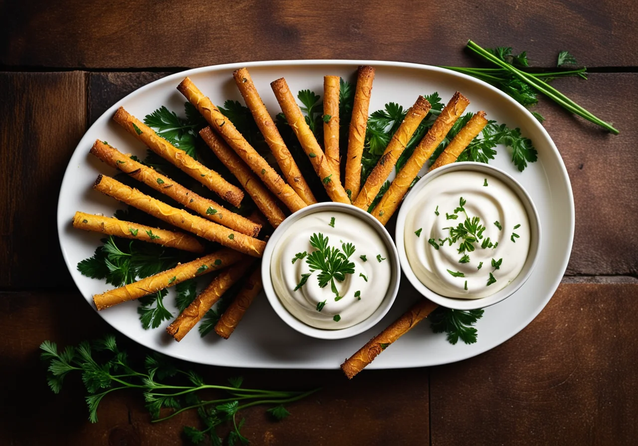 Baked Vegetable Sticks with Dip