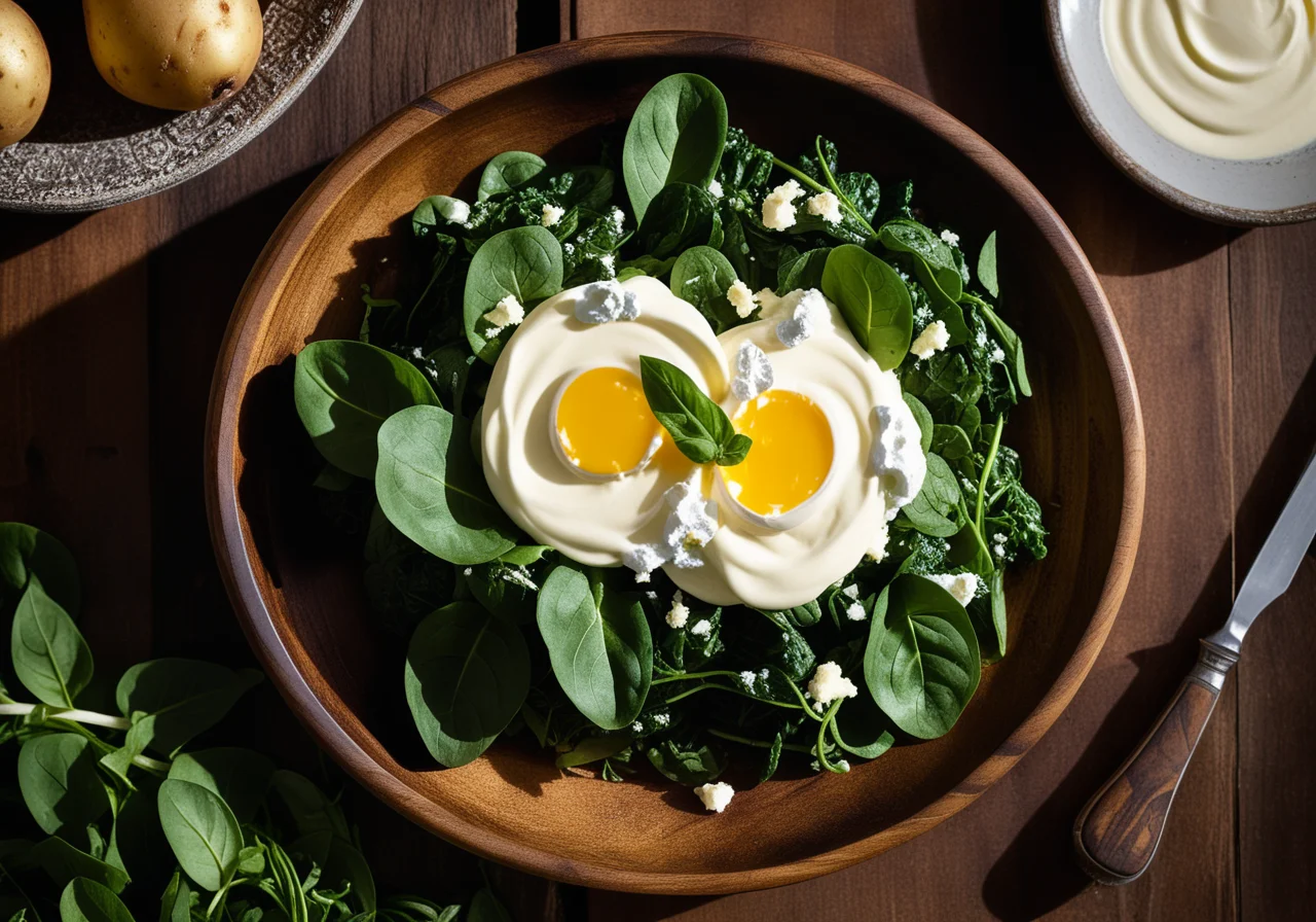 Spinach with Cream Cheese and Potato Crown
