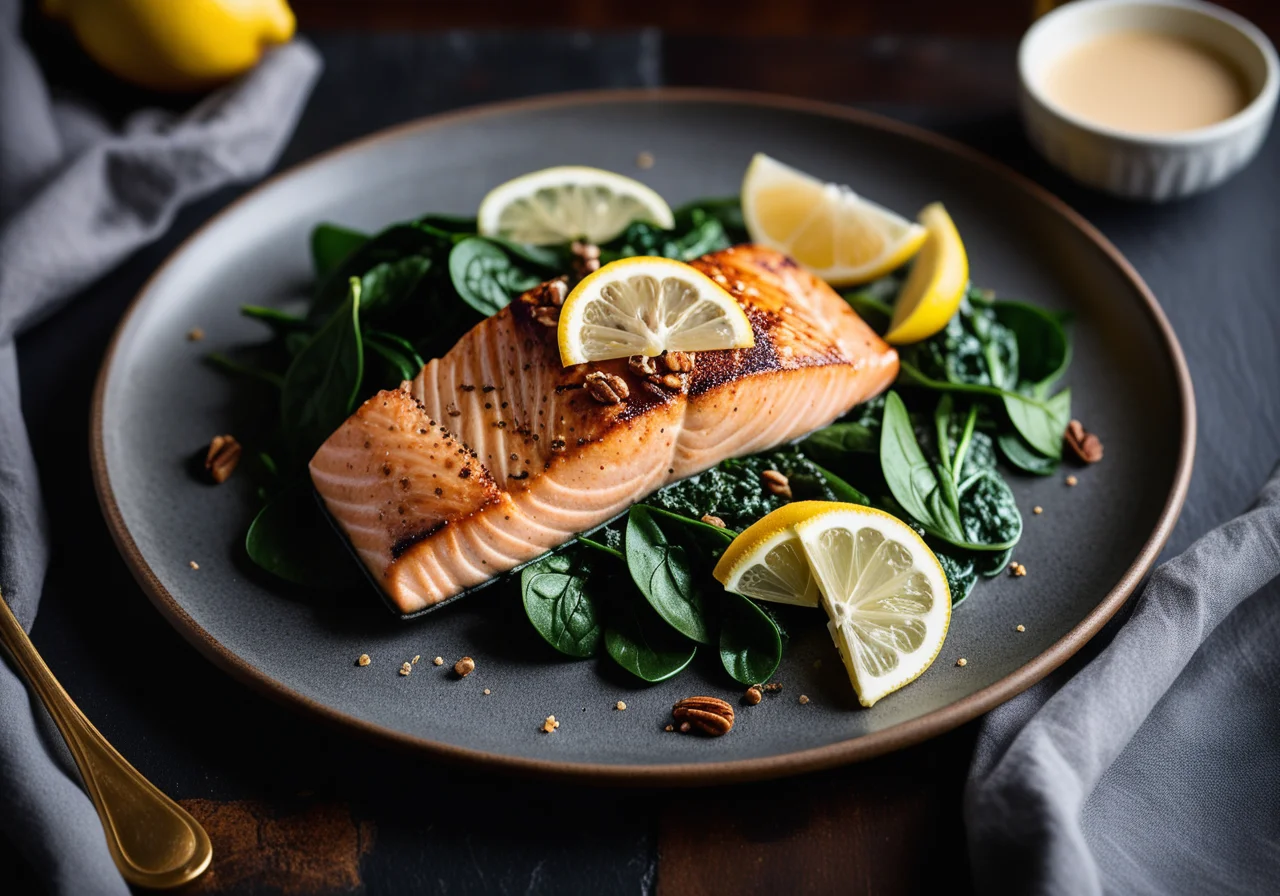 Pan-Seared Salmon with Spinach