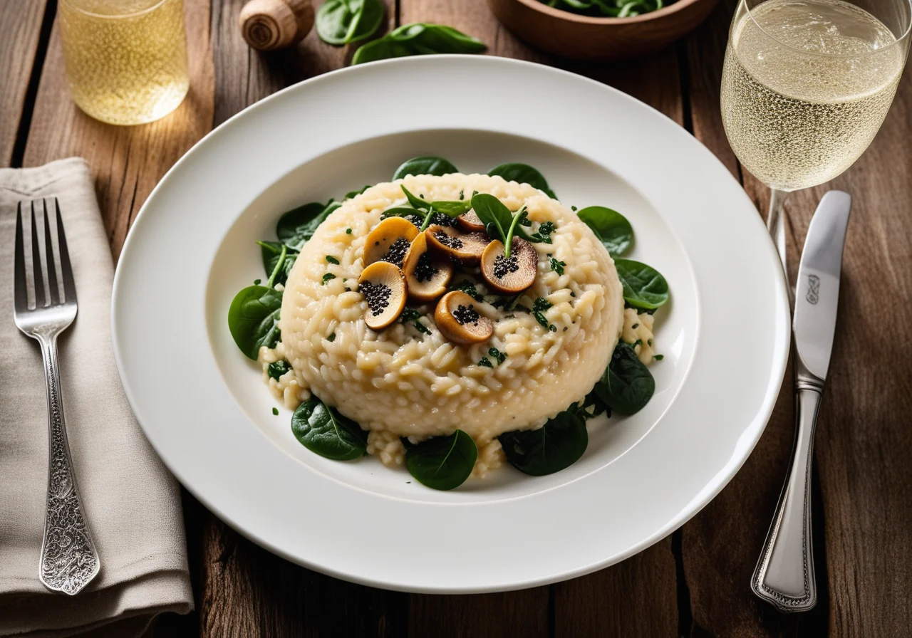 Mushroom Risotto with Spinach and Prosecco