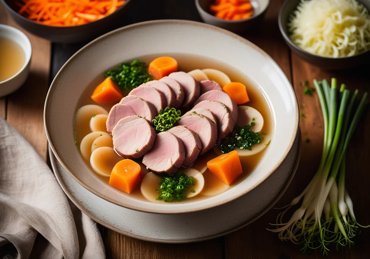 Pork Fillet with Vegetables in Broth