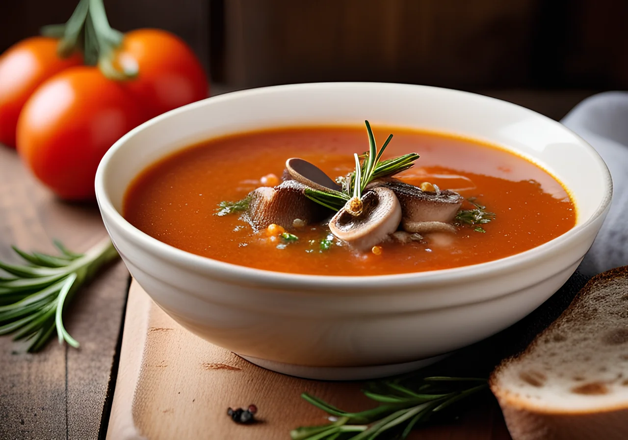 Barley Tomato Soup with Mushrooms