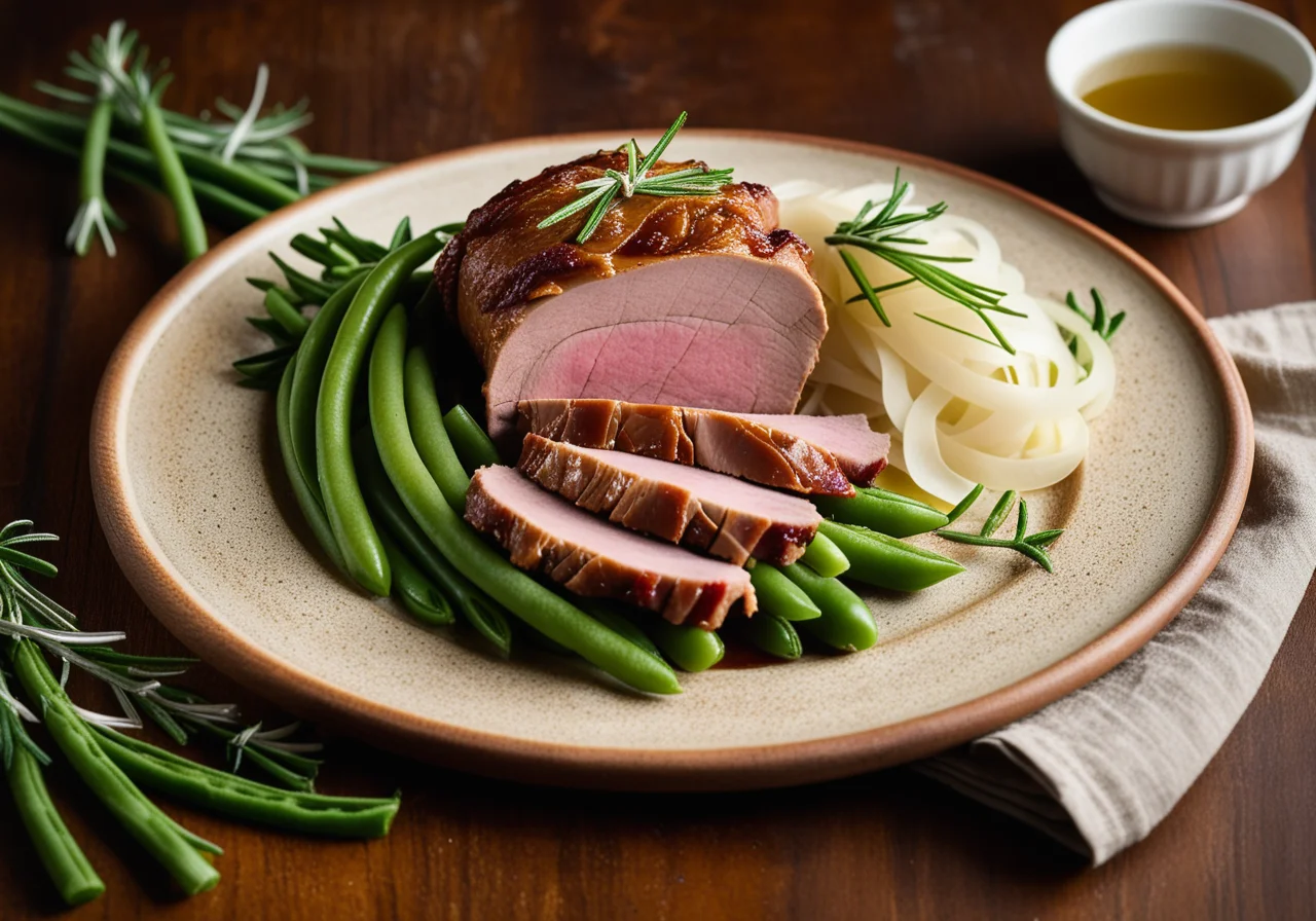 Spit‑Roasted Suckling Pig with Green Beans