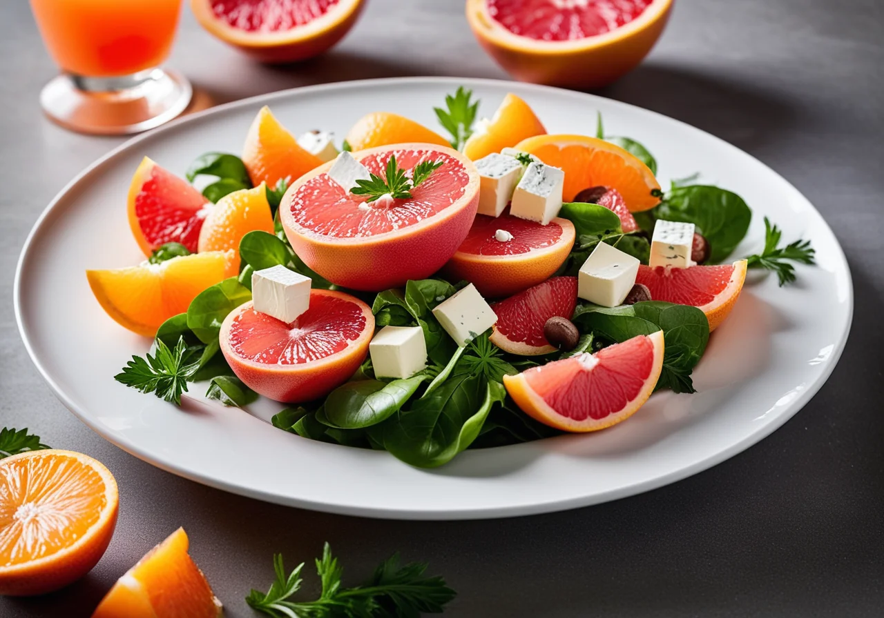 Grapefruit and Soft Cheese Salad