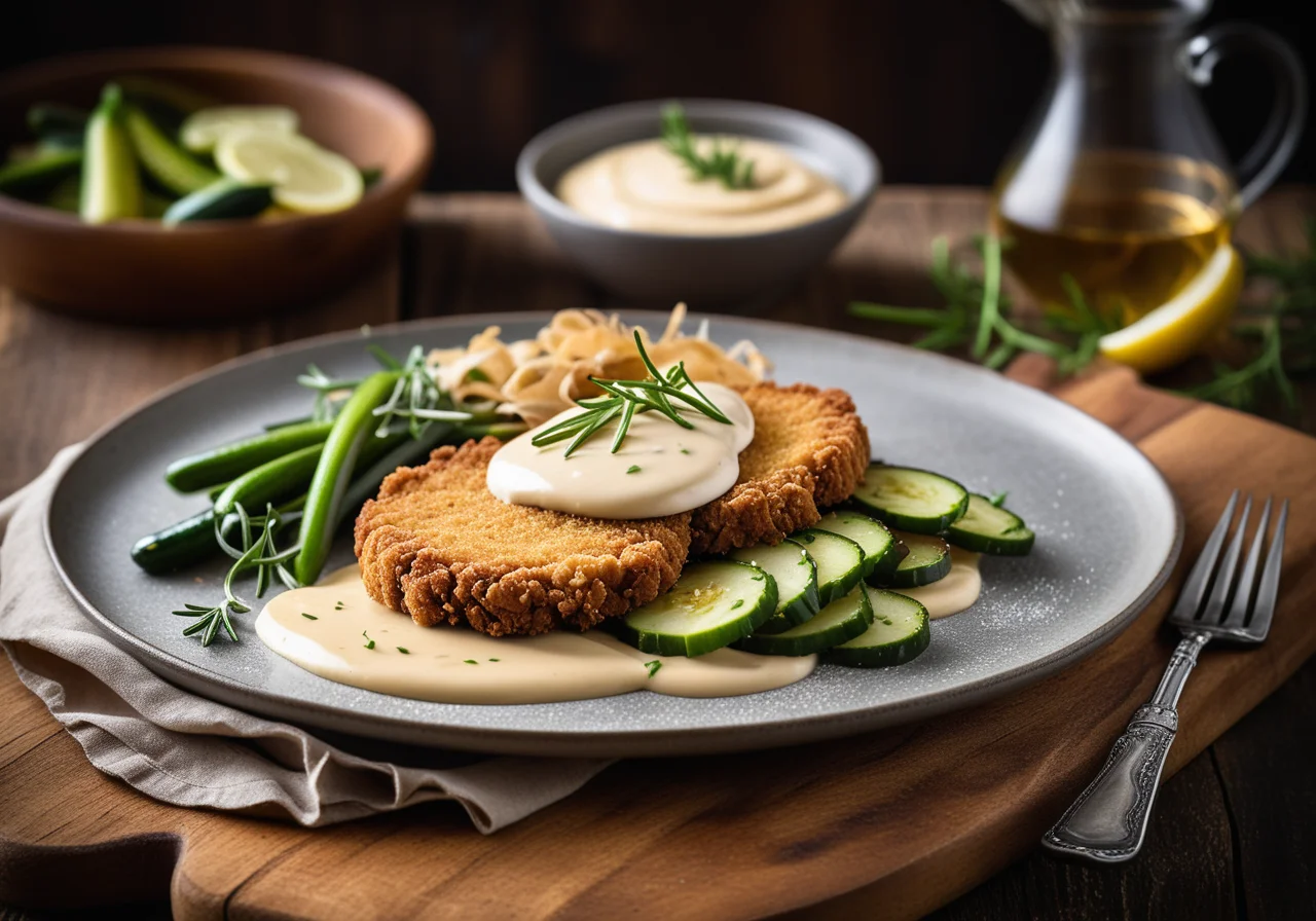 Natural Schnitzel with Zucchini-Mushroom Vegetable