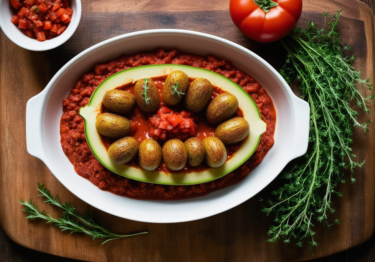 Zucchini with Ground Meat Tomato Filling