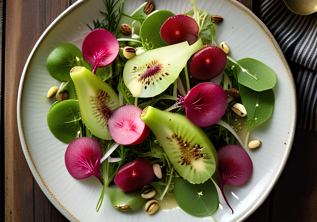 Roasted Chicory with Kiwi Dressing