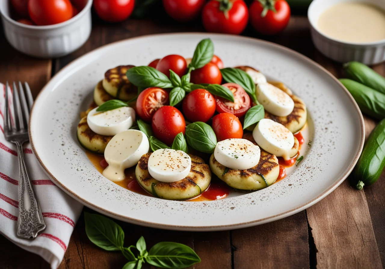 Gnocchi Patties with Tomato-Mozzarella Topping