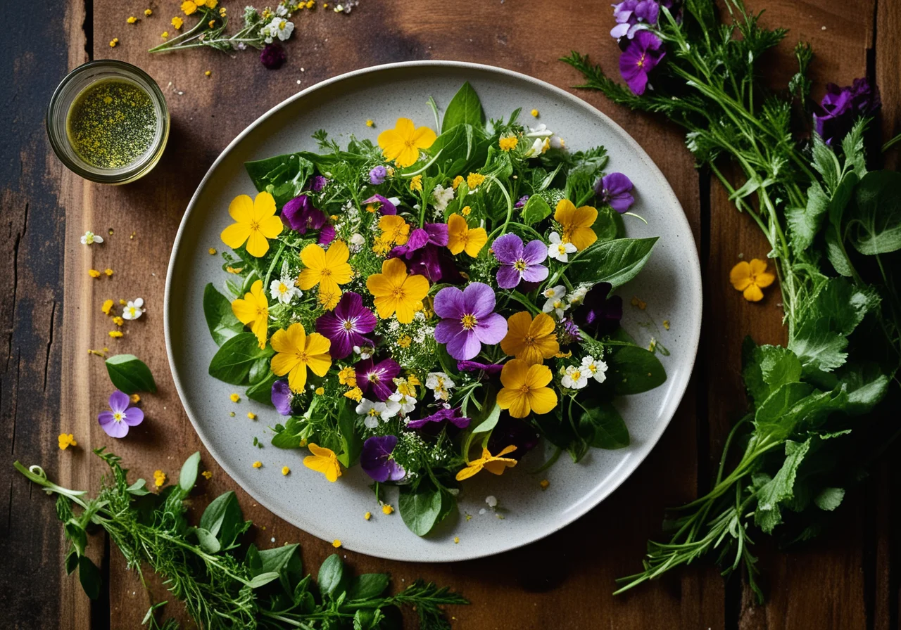 Herb Salad with Edible Flowers