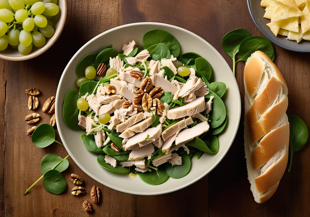Chicken Salad with Spinach and Walnuts