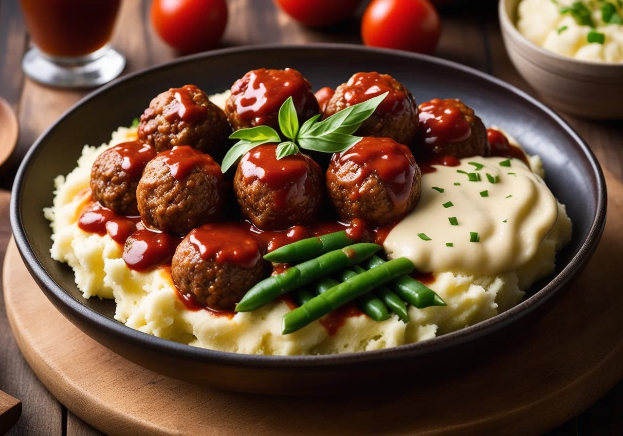 Meatballs with Tomato Sauce and Potatoes