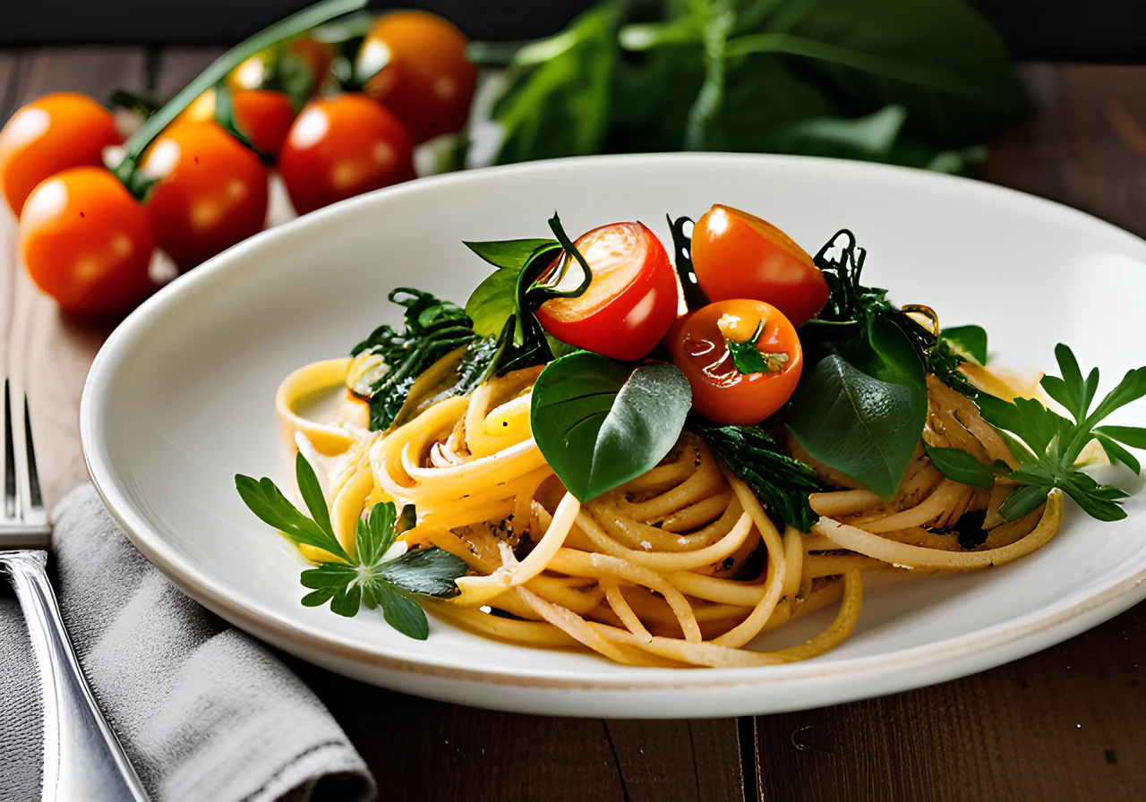 Pasta with Orange Swiss Chard