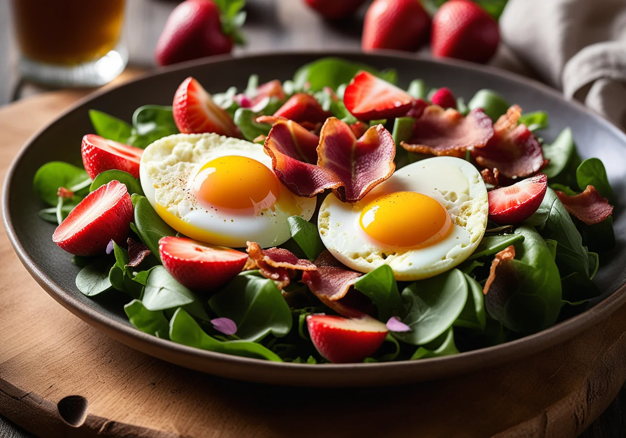 Baked Nut Eggs on Spring Salad