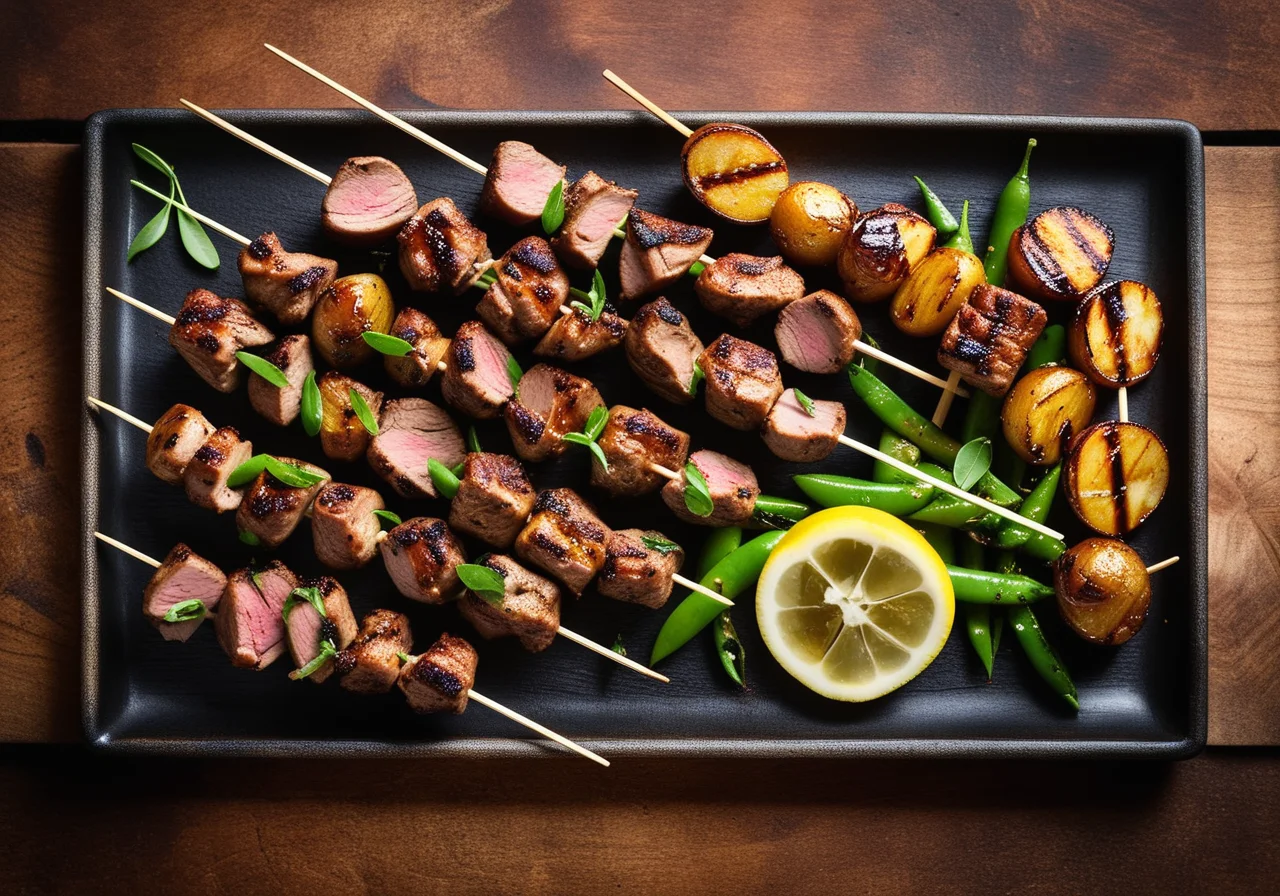 Various Grilled Skewers and Dips