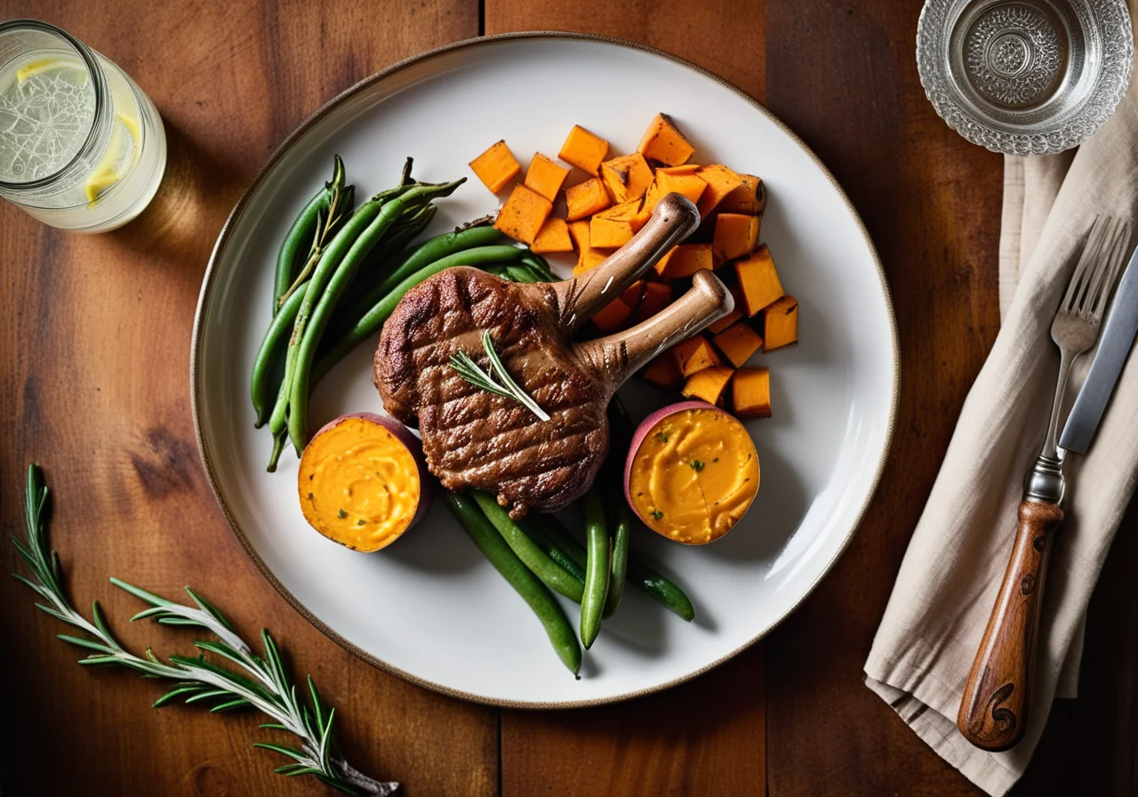 Lamb Chops with Gratin and Beans