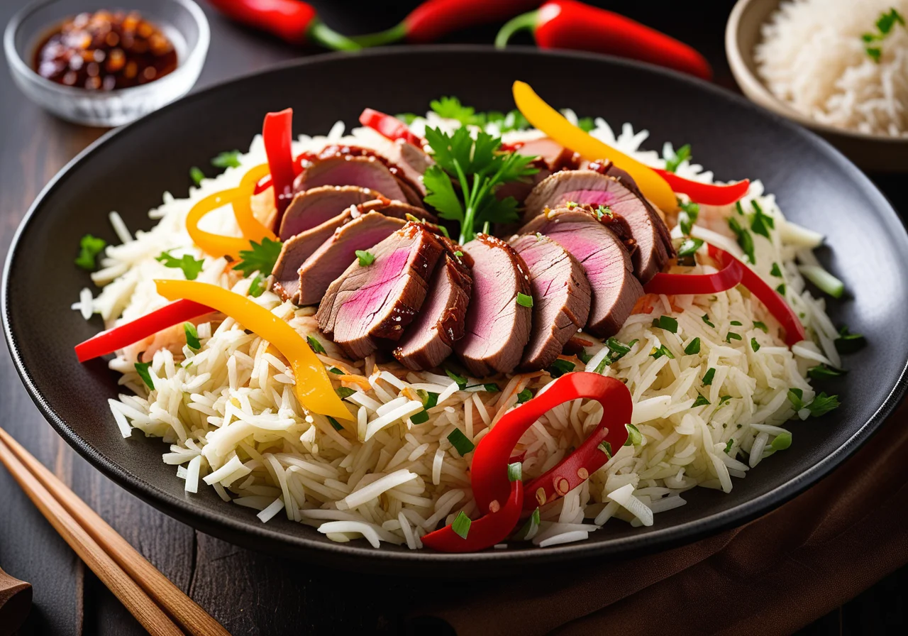 Spitzkohl mit Ente aus dem Wok