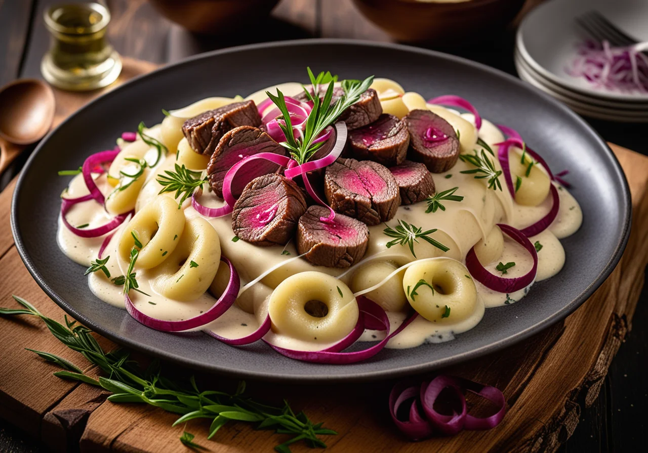 Beef and Leek Sauté with Gnocchi