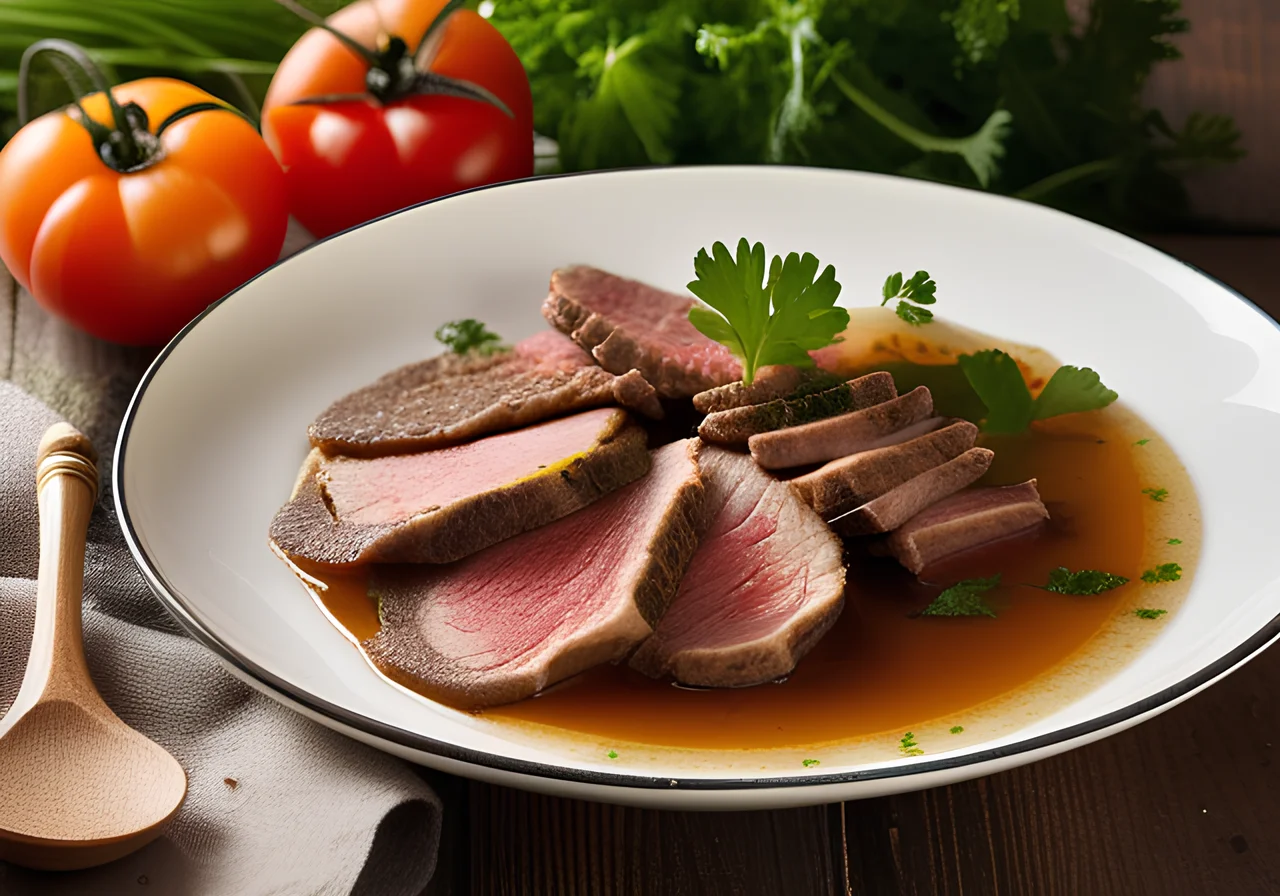 Beef Broth with Pancakes