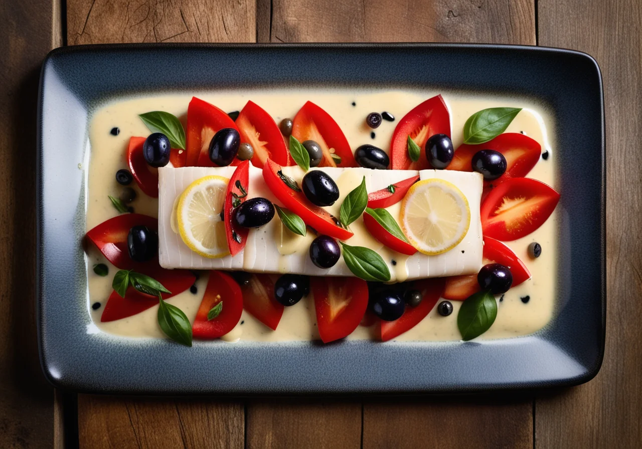 Cod Fillet with Bell Pepper Strips