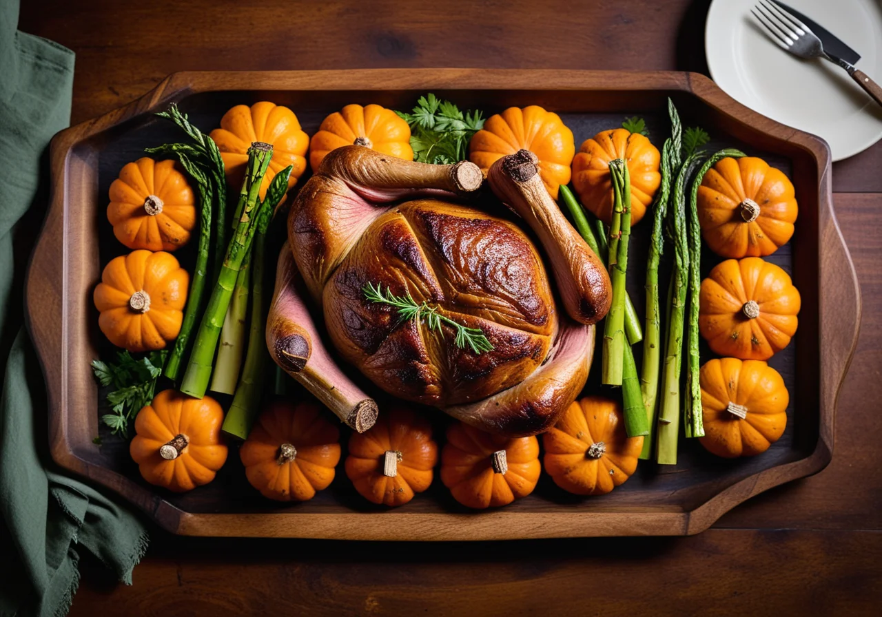 Roast lamb with autumn filling and vegetables