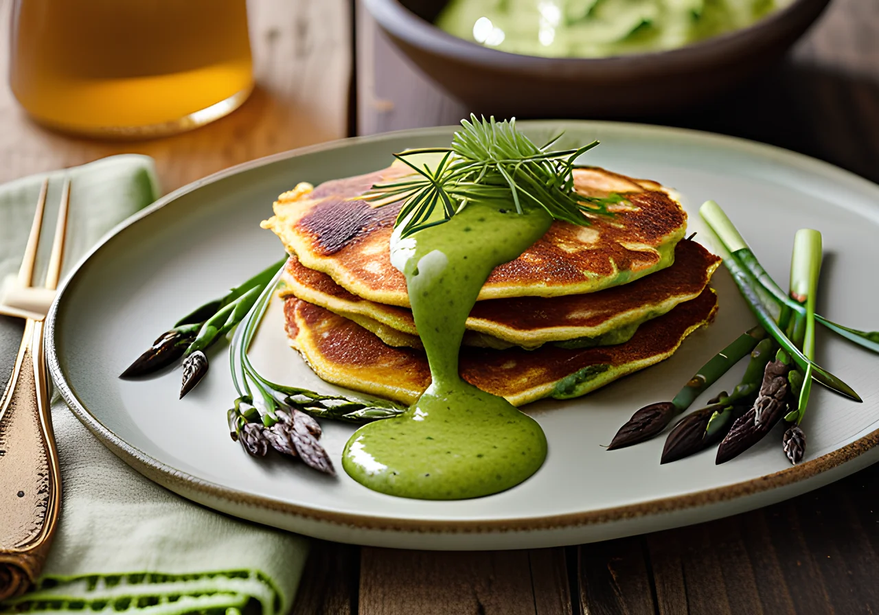 Asparagus Pancakes with Chives Dip