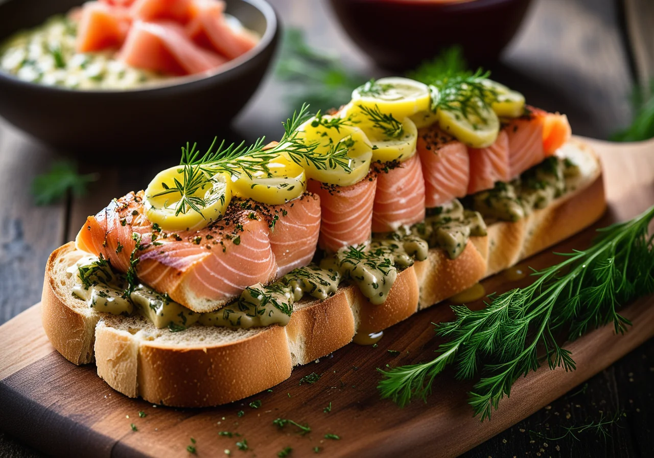 Marinated Salmon with Honey Mustard Vinaigrette