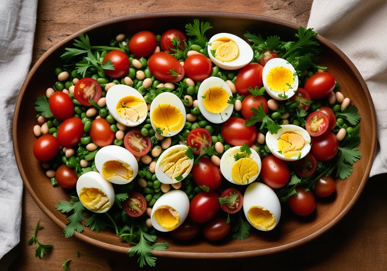Thick Bean Salad with Eggs