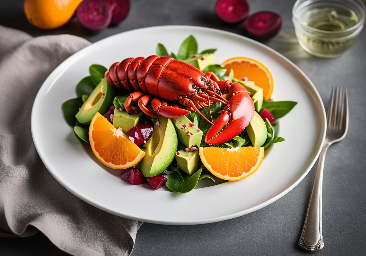 Leafy Salad with Lobster and Avocado