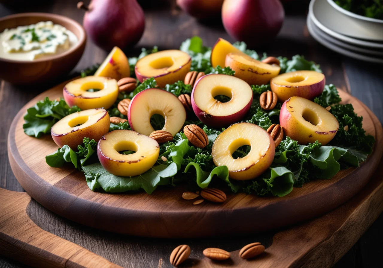 Rapunzel Salad with Pear and Onions in Red Wine Marinade