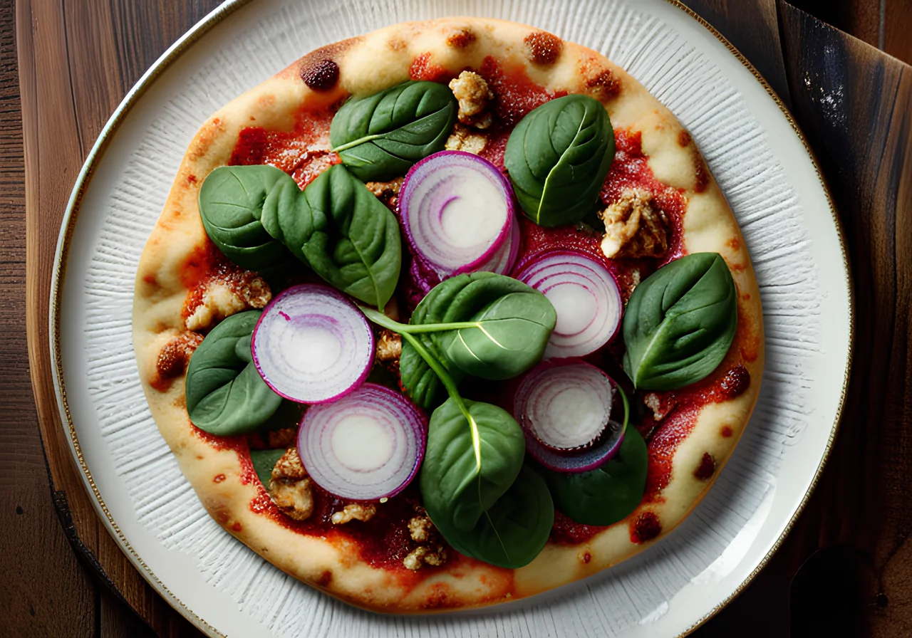 Cauliflower Pizza with Goat Cheese and Spinach