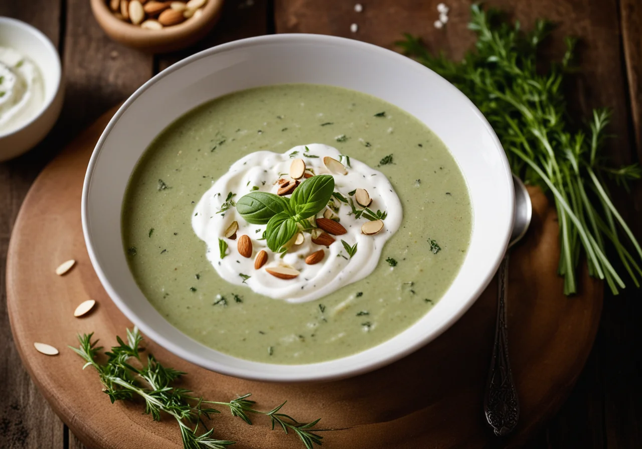 Creamy Herb Soup with Almonds