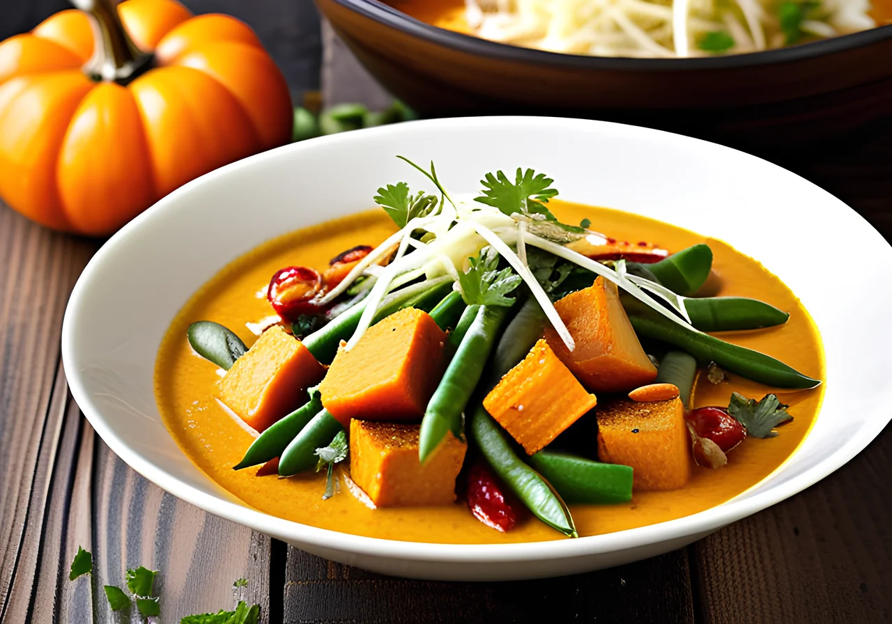 Curry with Pumpkin, Sweet Potatoes, Cabbage and Beans