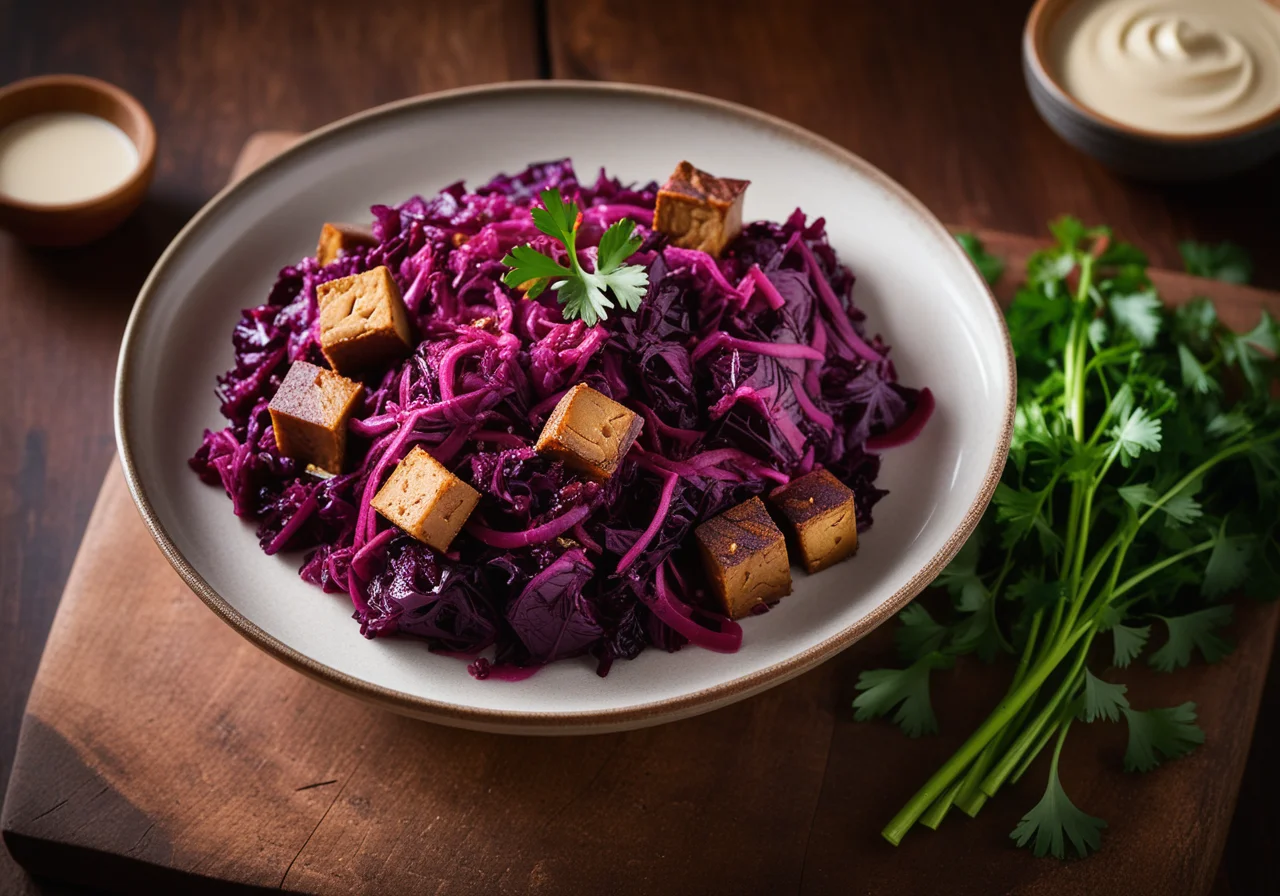 Seitan and Red Cabbage