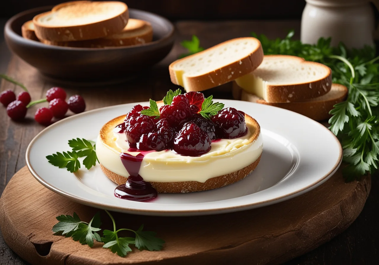 Baked Camembert on Lingonberry Toast