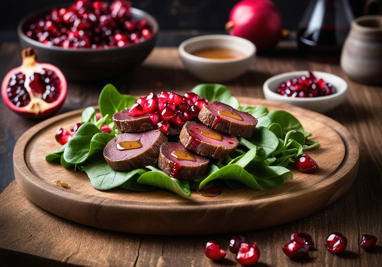 Pan‑fried Duck Liver with Lamb’s Lettuce and Pomegranate