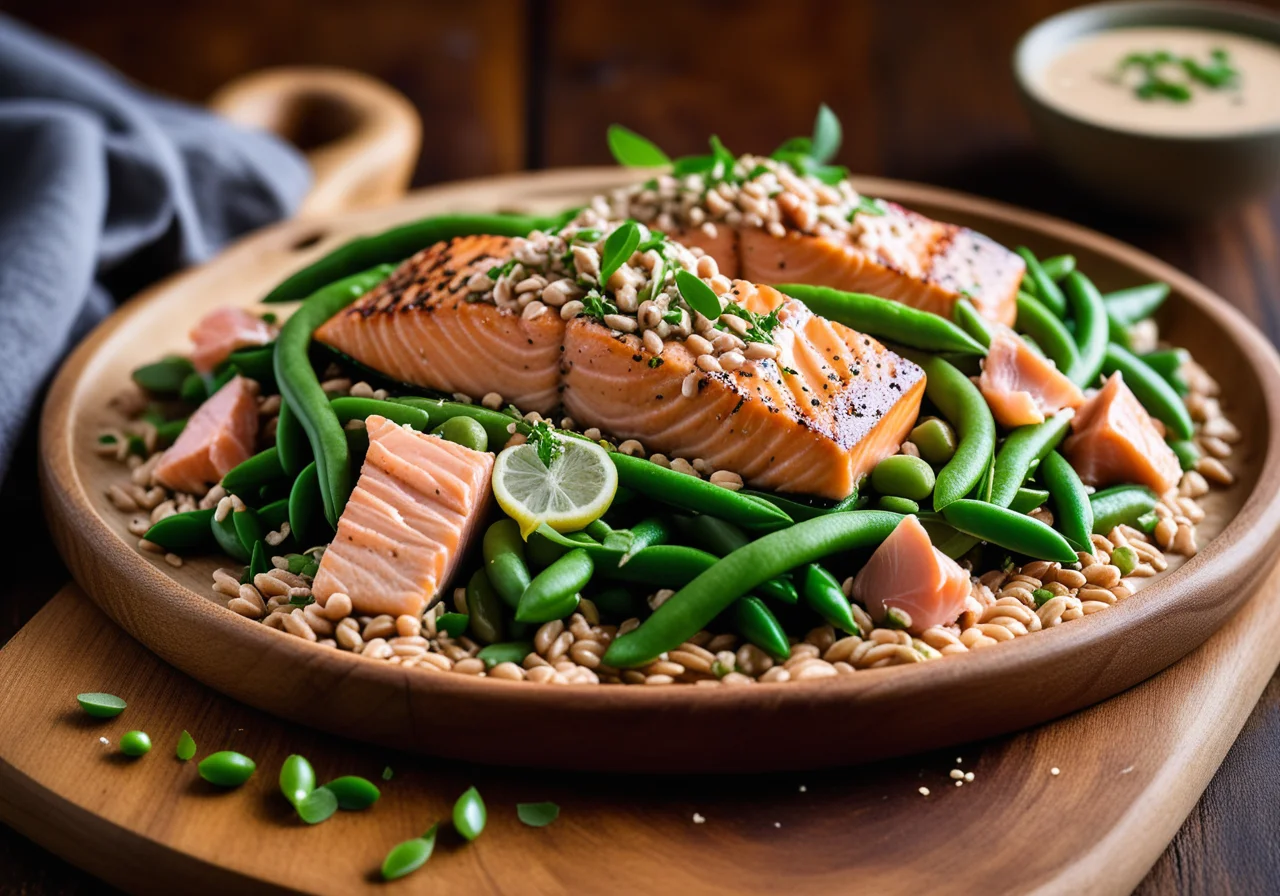 Salmon Tahini Salad with Barley