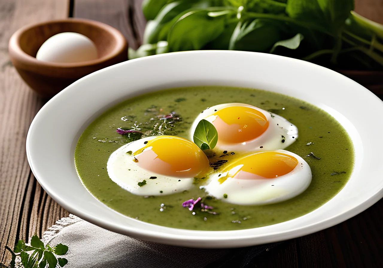 Creamy Oregano Soup with Hard-Boiled Eggs